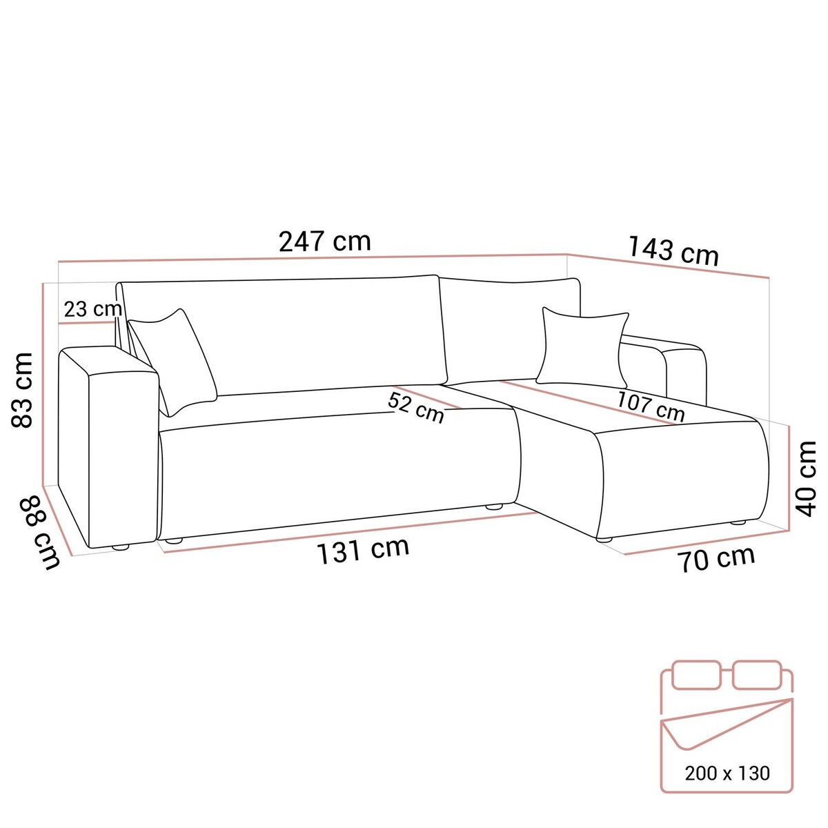Narożnik tapicerowany PRESTIGE L, Poso 100