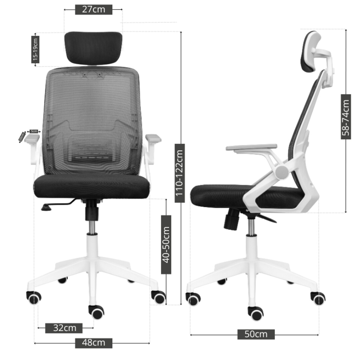 Krzesło biurowe fotel obrotowy regulowany ergonomiczny biały