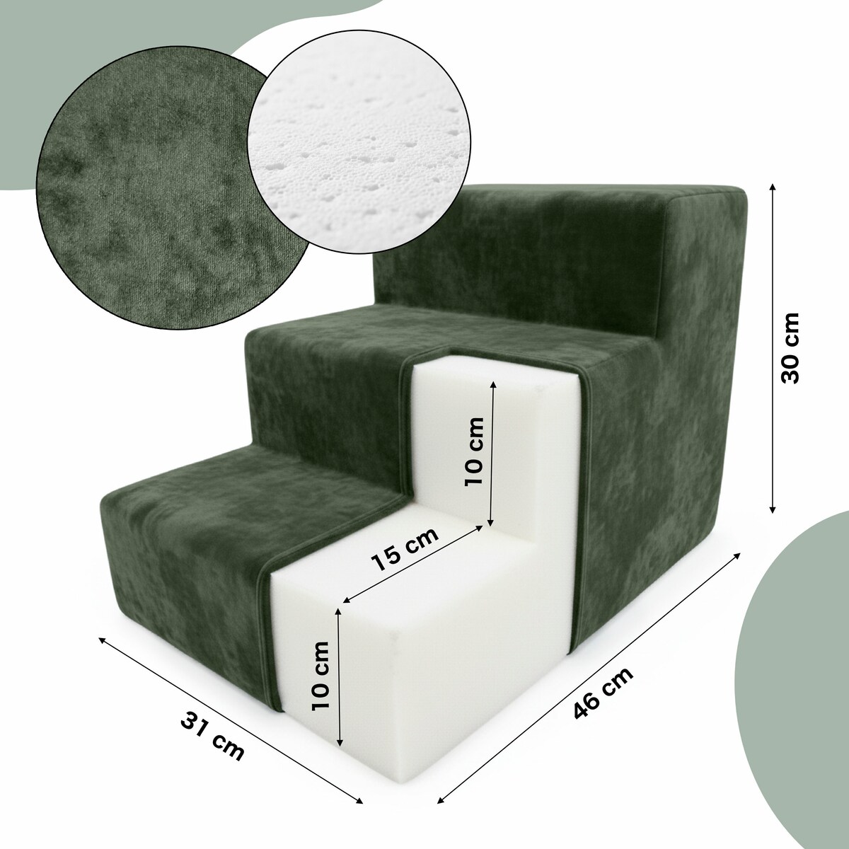 Schodki dla psa kota khaki 3 stopniowe Magic Velvet