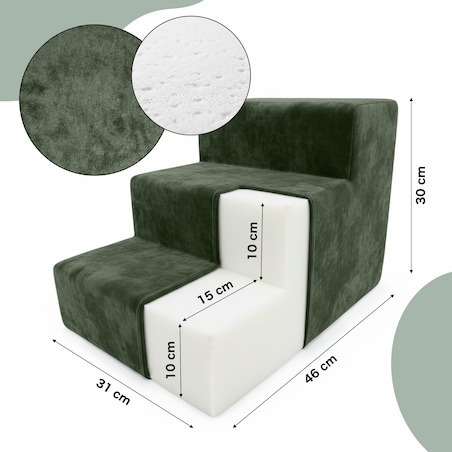 Schodki dla psa kota khaki 3 stopniowe Magic Velvet
