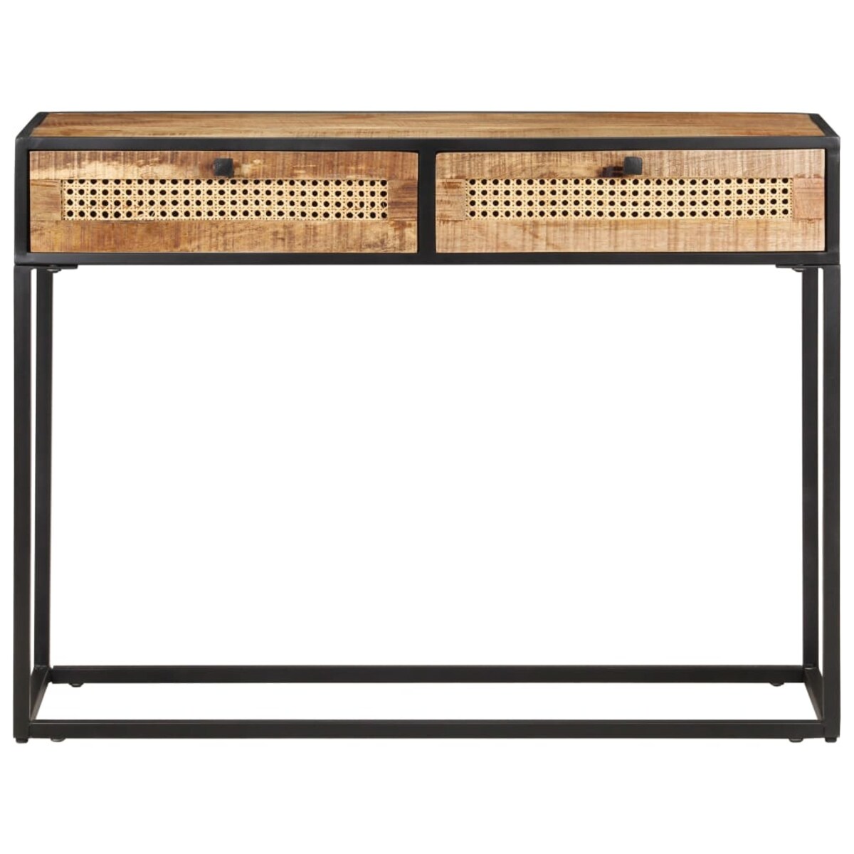vidaXL Stolik konsolowy, 100x35x75 cm, surowe drewno mango i trzcina
