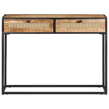 vidaXL Stolik konsolowy, 100x35x75 cm, surowe drewno mango i trzcina