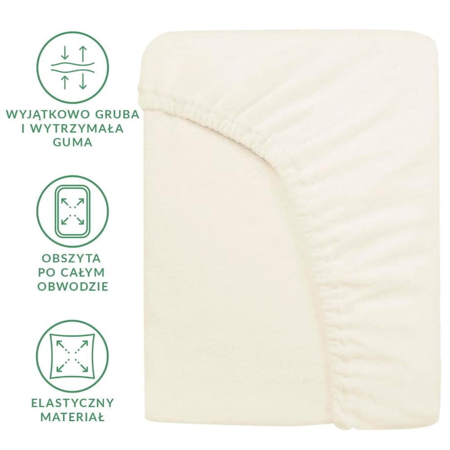 Prześcieradło z bawełny frotte z gumką 140x200 kolor ecru