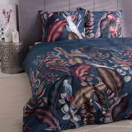 Komplet pościeli bawełnianej Exotic Flowers&Parrots 220x200cm, 220 x 200 cm