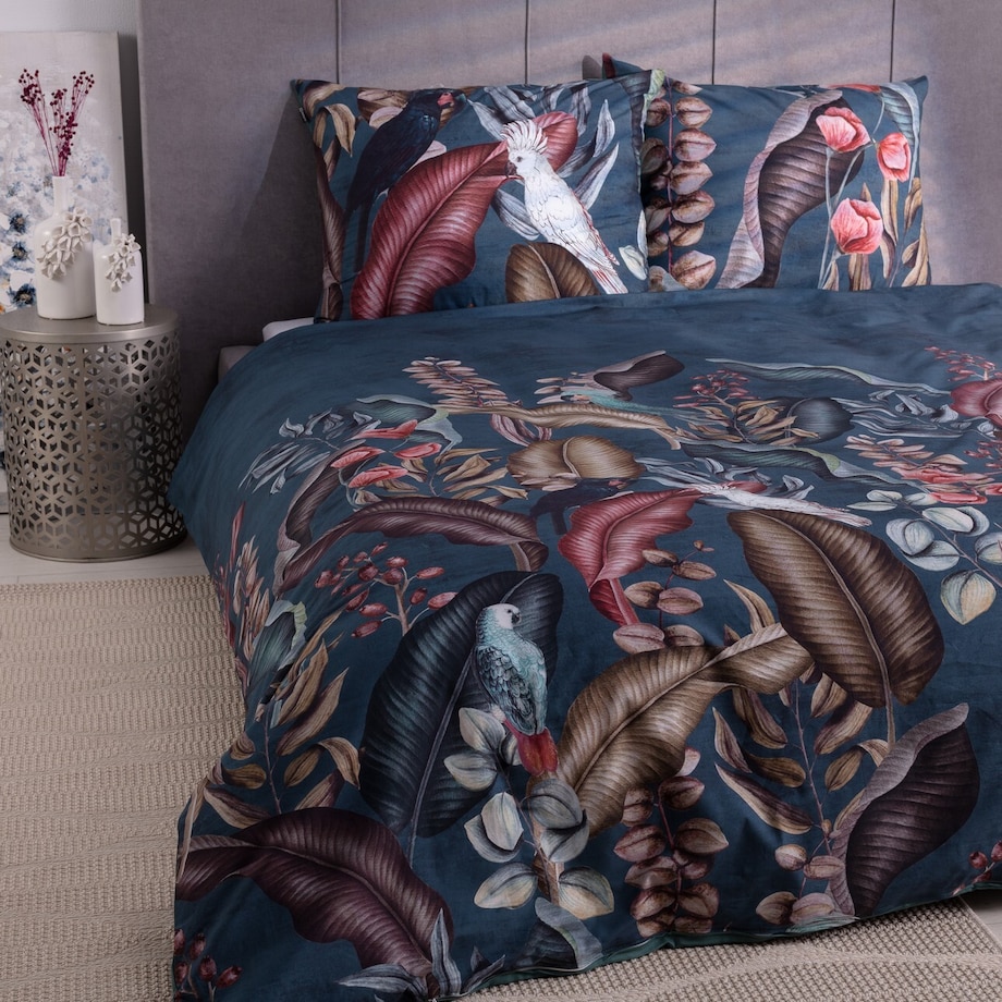 Komplet pościeli bawełnianej Exotic Flowers&Parrots 220x200cm, 220 x 200 cm