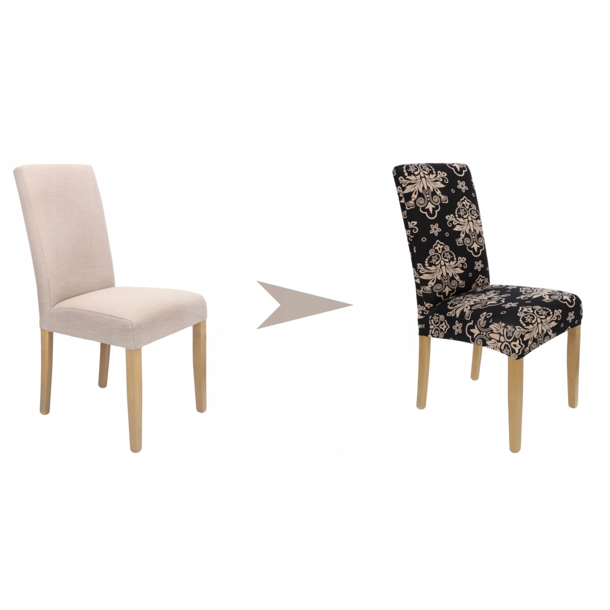 POKROWIEC NA KRZESŁO CZARNY WZORY ELASTYCZNY [21P]