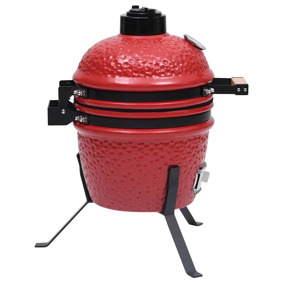 vidaXL Ceramiczny grill kamado z wędzarnią, 2-w-1, 56 cm, czerwony