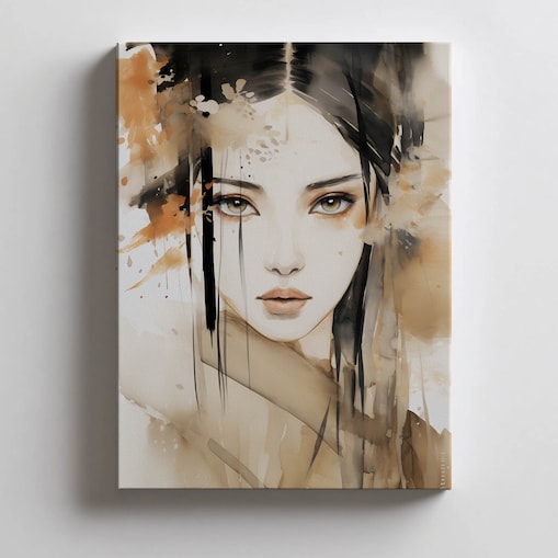 Twarz Pięknej Japonki, 50x70 cm, bez ramy, płótno premium na blejtramie
