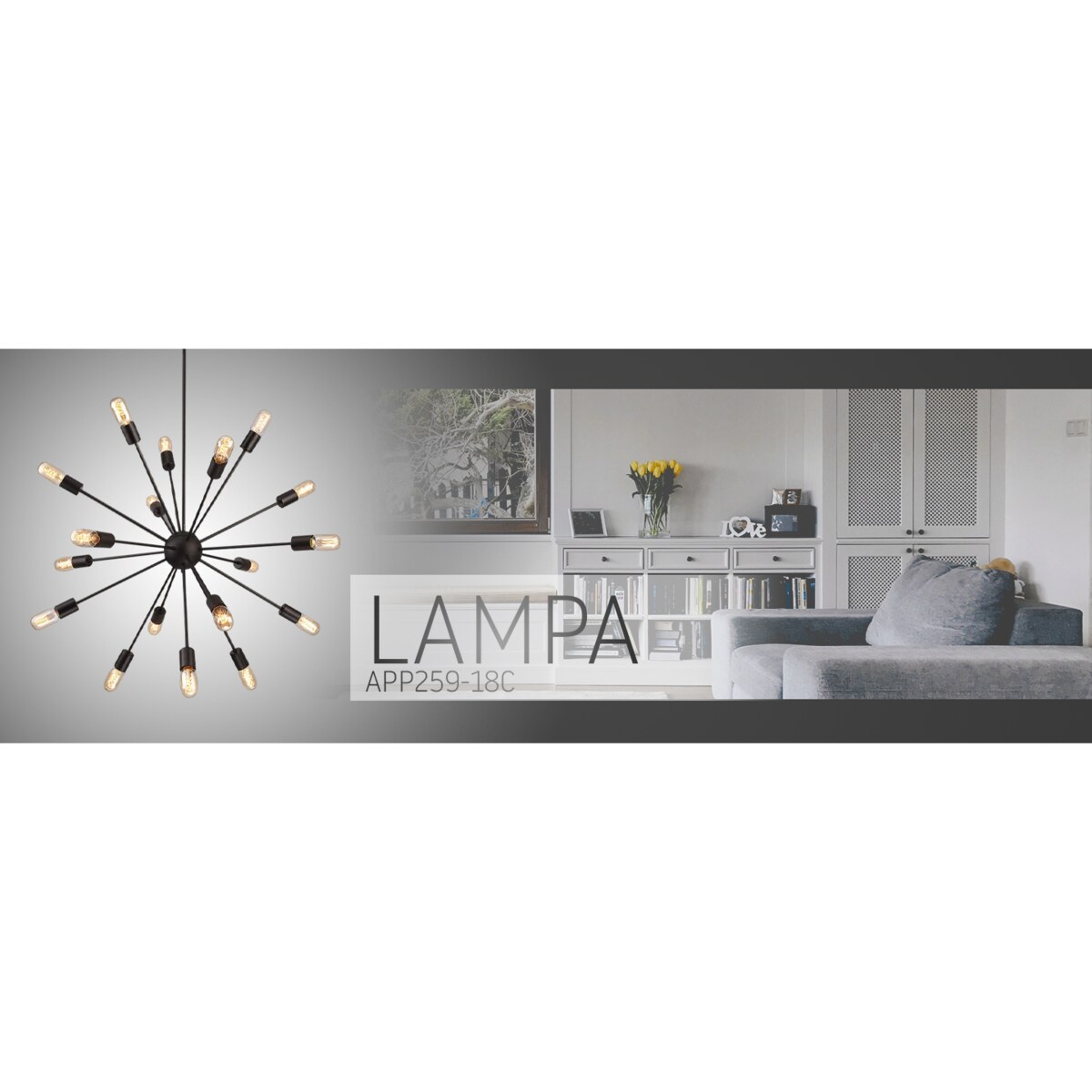 Lampa Sufitowa Wisząca App259-18C Metal Industrial