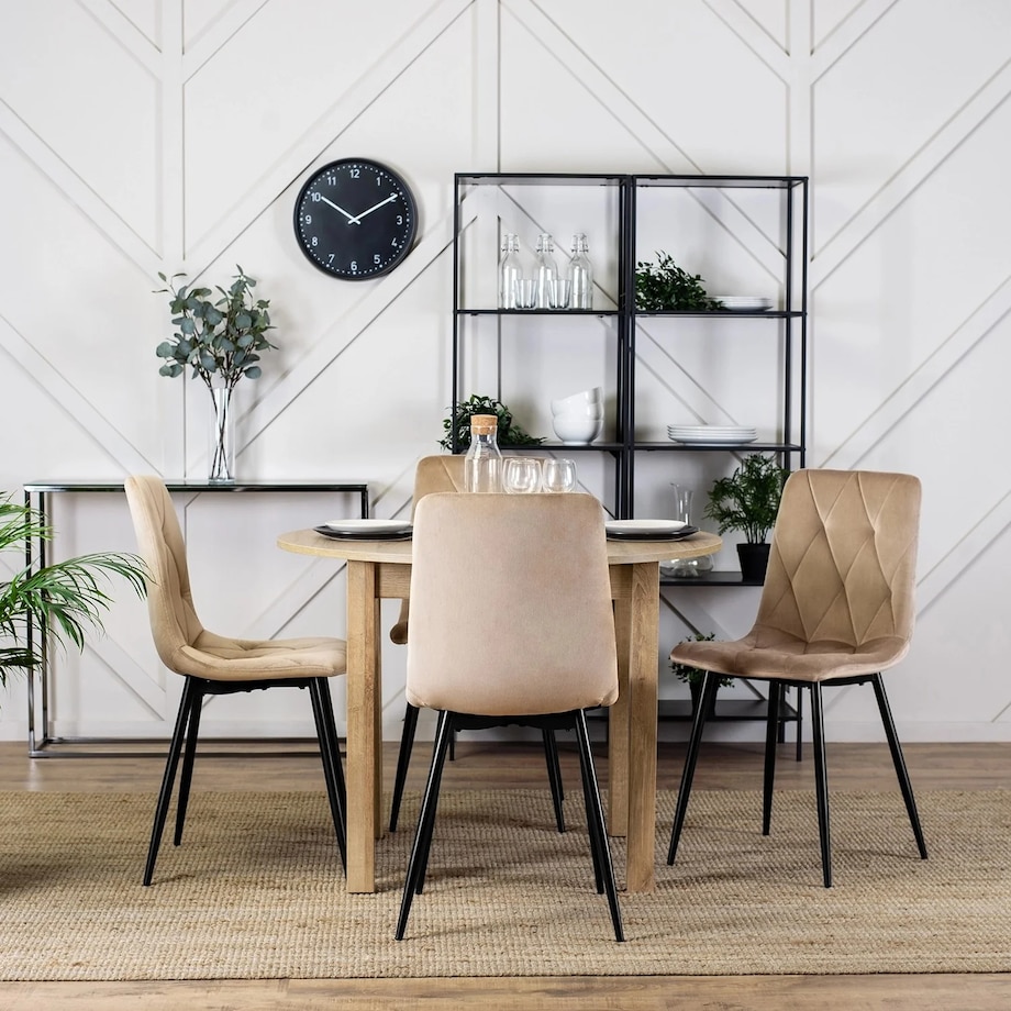 Krzesło Tapicerowane Welurowe Do Jadalni Salonu Kuchenne Loft Beżowe ROBIN