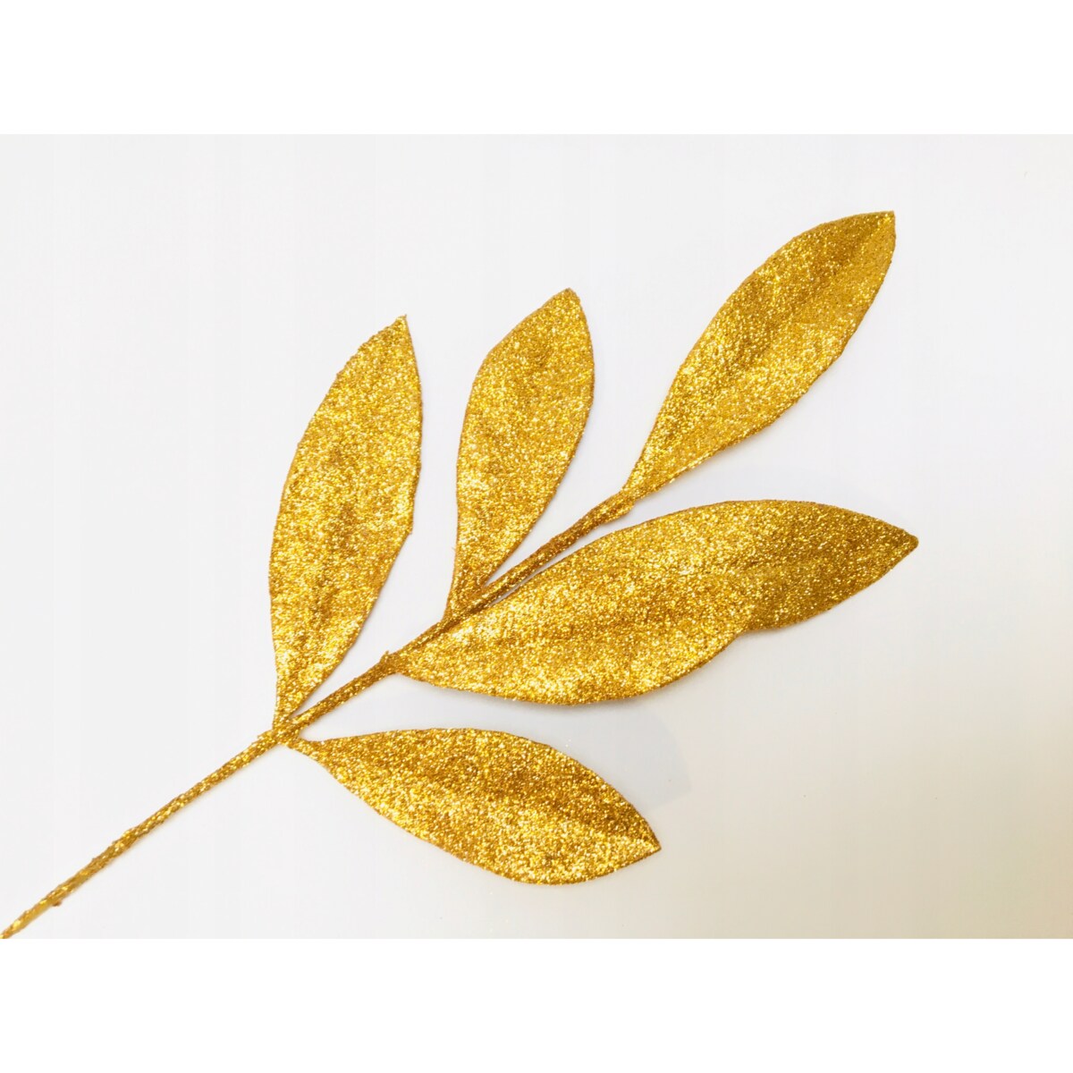 LIŚĆ SZTUCZNY brokatowy złoty GAŁĄZKA do dekorowania stroika święta choinka