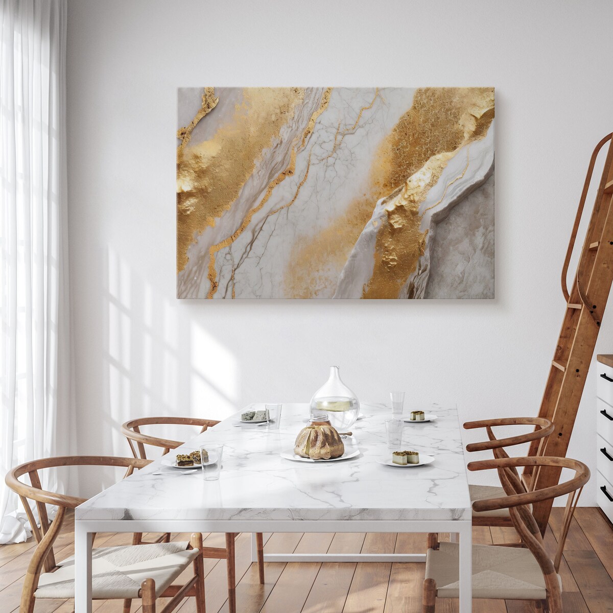 OBRAZ DO SYPIALNI ZŁOTY MARMUR ABSTRAKCJA STYL GLAMOUR EFEKT 3D 120x80cm