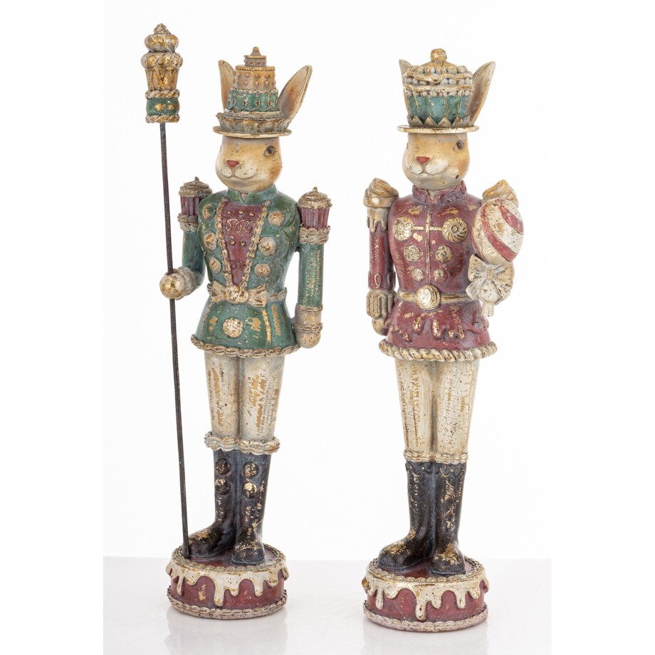 Dekoracja - para królików 30,5x9,5x6,5 i 31,5x9x6,5 cm REYES