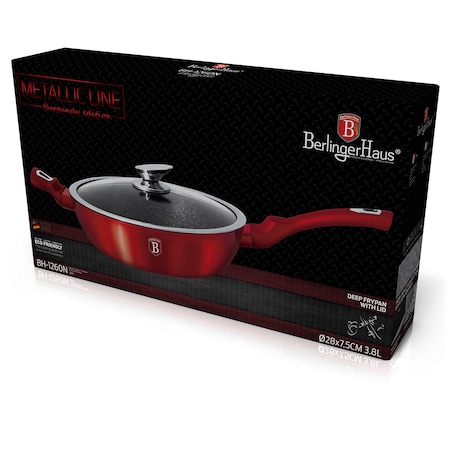Patelnia głęboka z pokrywką 28cm Berlinger Haus BH-1260 Czerwona