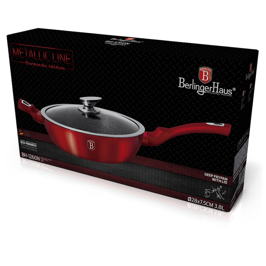 Patelnia głęboka z pokrywką 28cm Berlinger Haus BH-1260 Czerwona