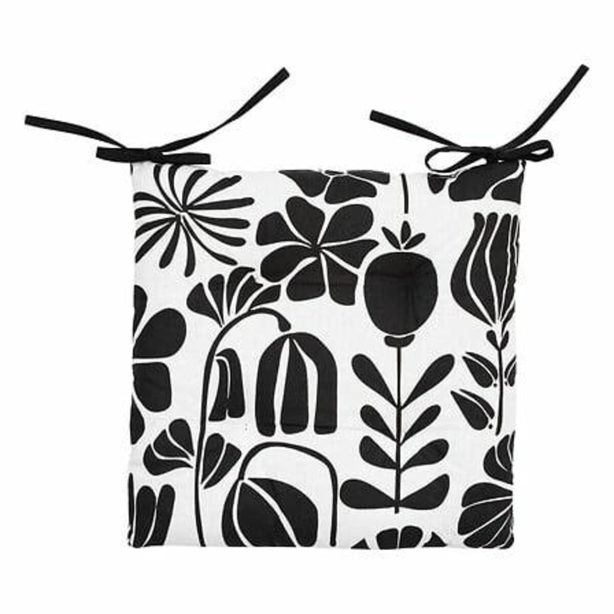 PODUSZKA NA KRZESŁO Twisted Lime biała/czarna z wiązaniami