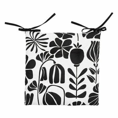 PODUSZKA NA KRZESŁO Twisted Lime biała/czarna z wiązaniami