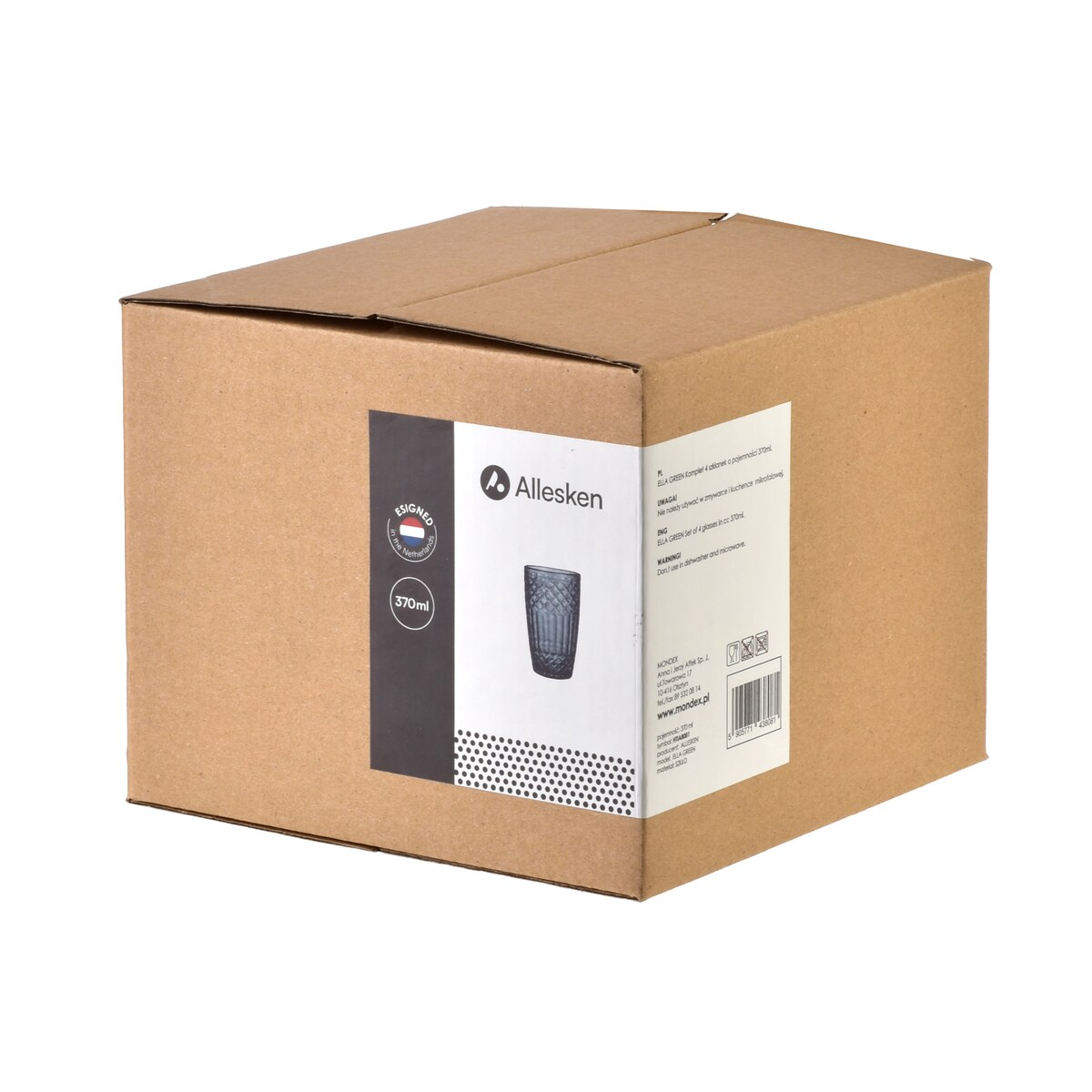 ELLA GREEN Komplet 4 szklanek 370ml370ml 8x6x12cm