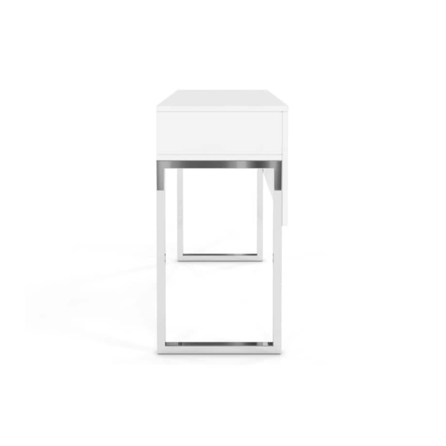 Biała nowoczesna toaletka Dancan EVA ze srebrnym stelażem