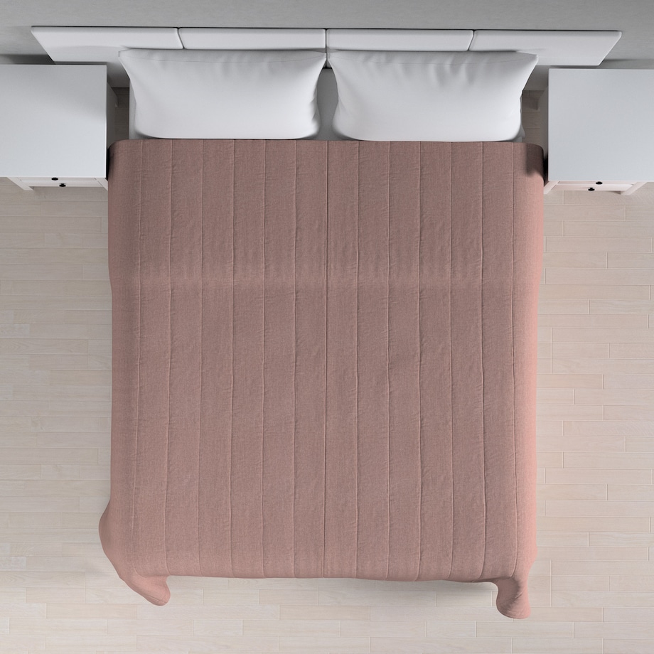 Narzuta pikowana w pasy 130x210 zgaszony róż szenil