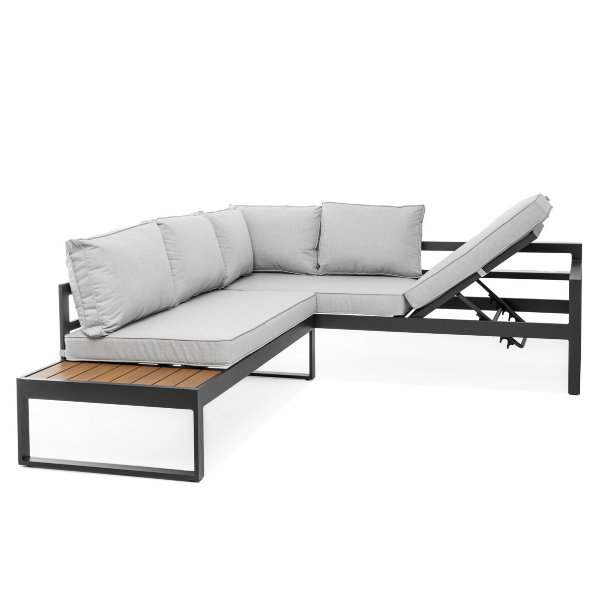 MEBLE OGRODOWE ALUMINIOWE NAROŻNIK NICEA SZARO GRAFITOWA LEWA