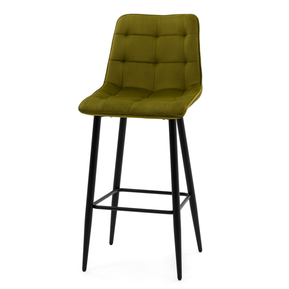 Hoker tapicerowany barowy welurowy CHIC oliwkowy do salonu jadalni