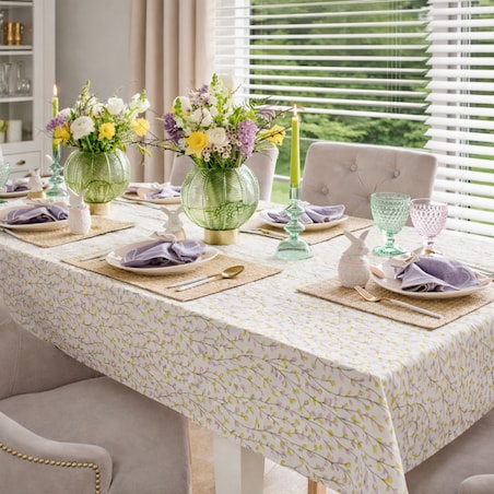 Okrągły obrus z motywem gałązek wierzby Purple Willow – ⌀ 160 cm