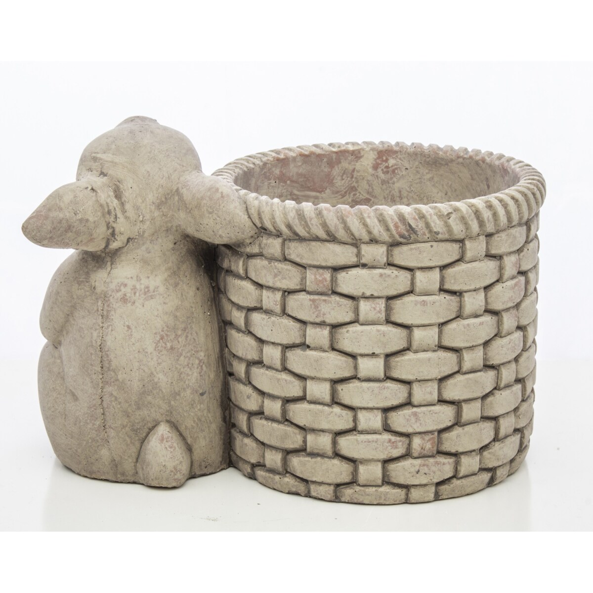 Osłonka na doniczkę - 16x24x16 cm królik i jego szary koszyk