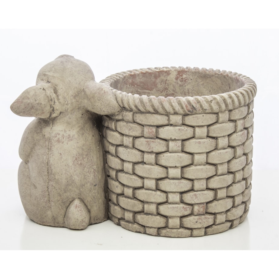 Osłonka na doniczkę - 16x24x16 cm królik i jego szary koszyk