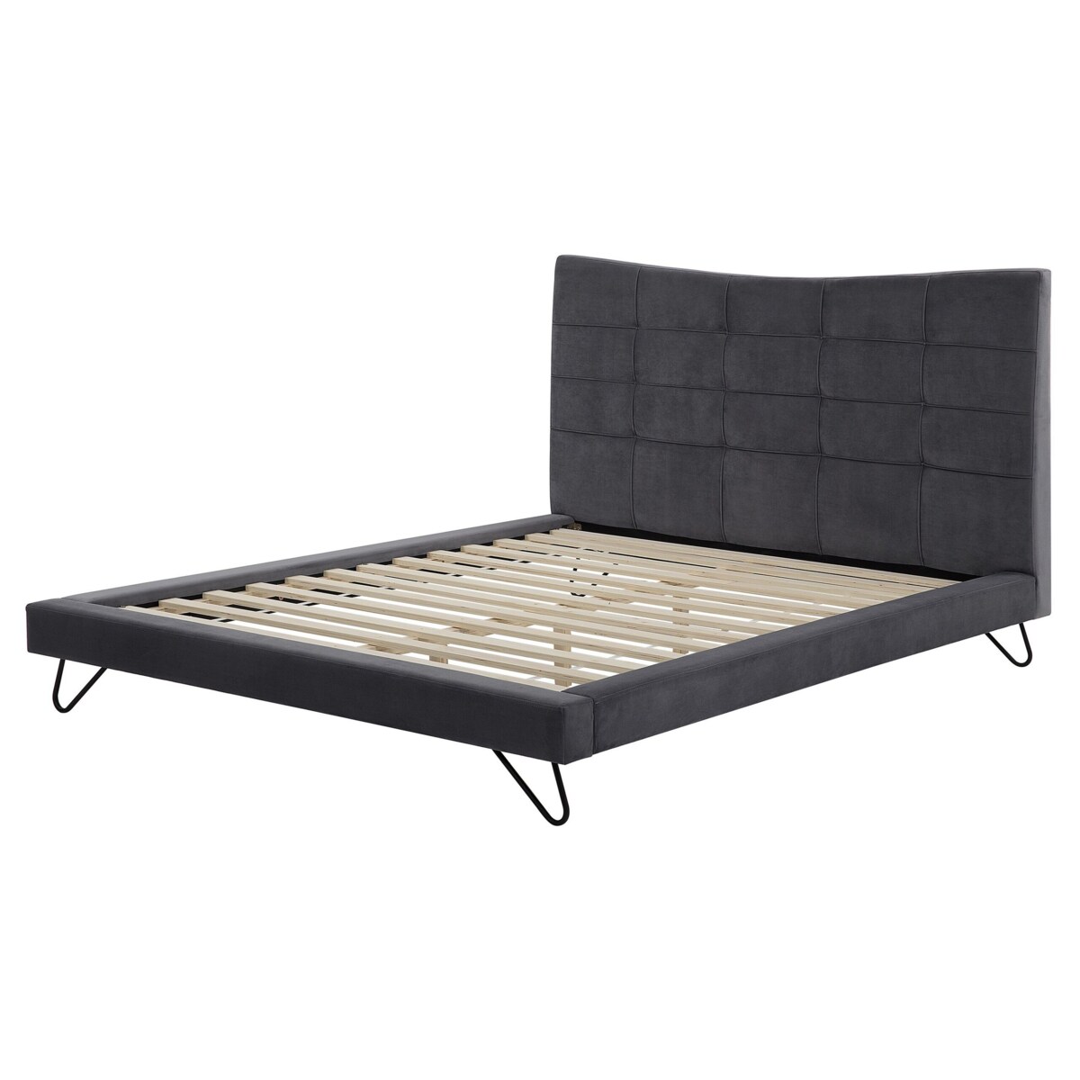 Łóżko welurowe 160 x 200 cm szare LANNION