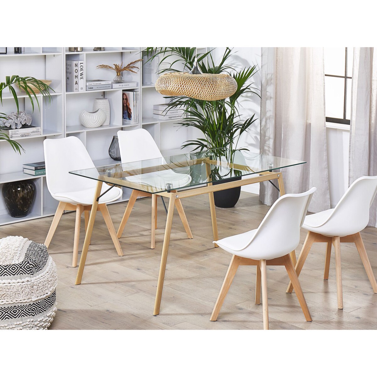 Stół do jadalni KAMINA Jasnobrązowy 140 cm 80 cm Szkło hartowane