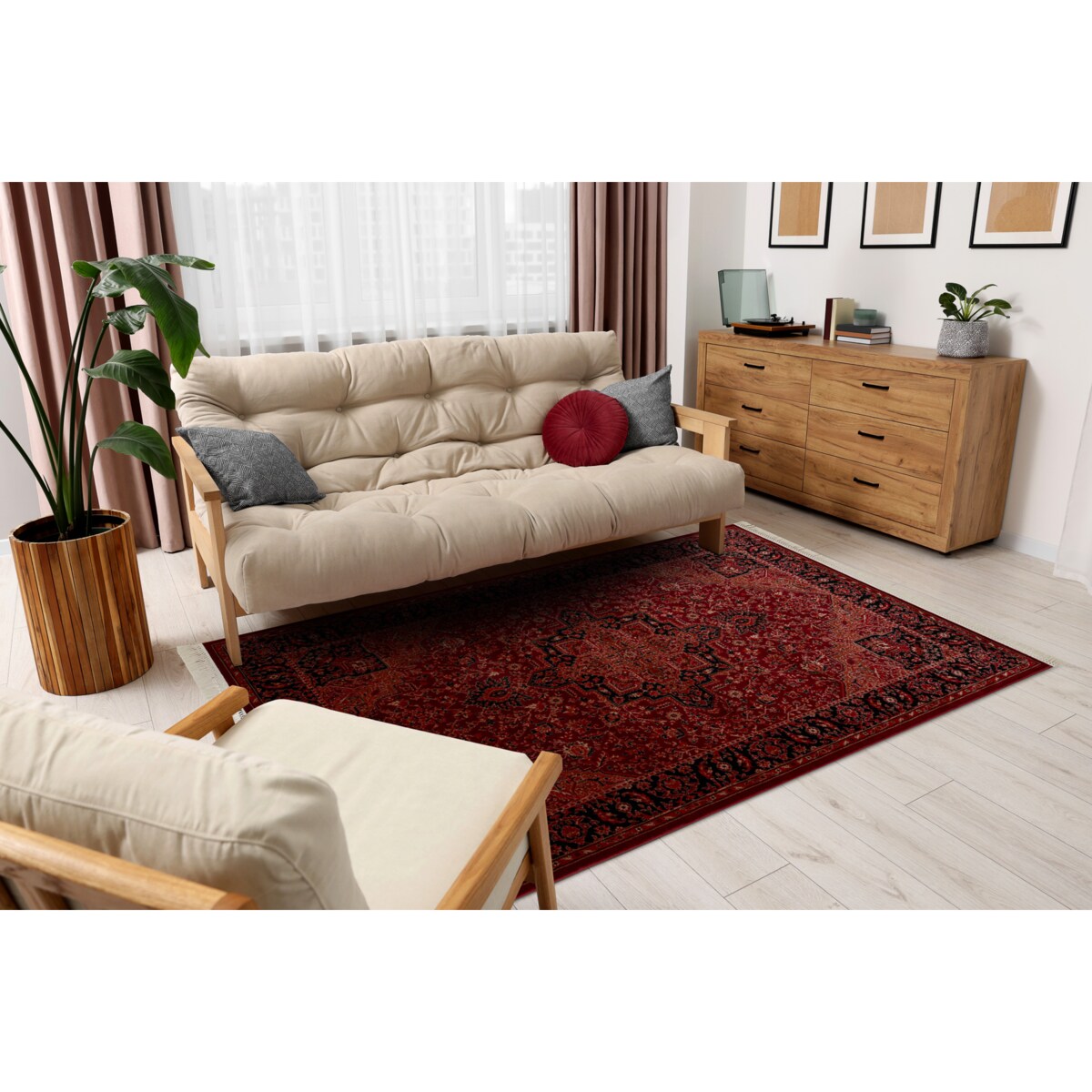 Dywan ORIENT Y307 bordo / czarny Ramka, 100x200 cm
