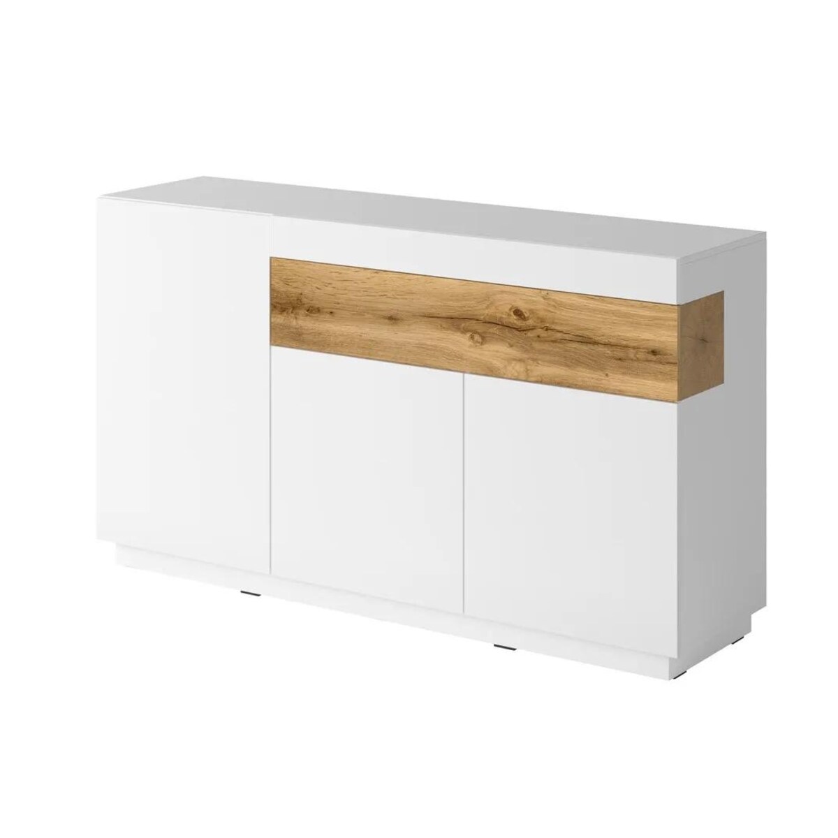 Komoda SILKE 3D1S 150cm biały połysk/dąb wotan