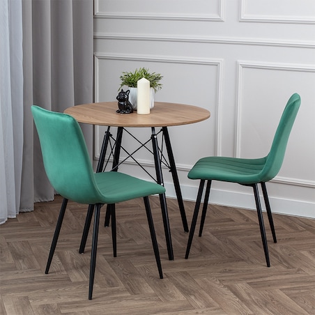 Krzesło tapicerowane do salonu jadalni klasyczne welurowe zielone