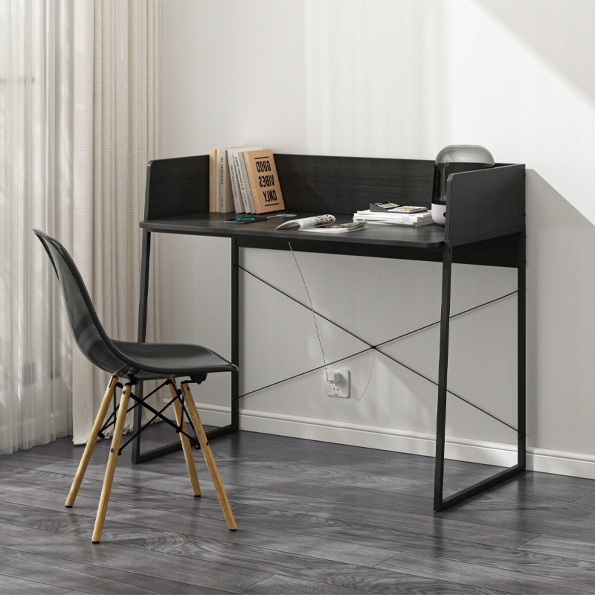 Biurko komputerowe nowoczesne industrialne vintage loft czarne 100 cm