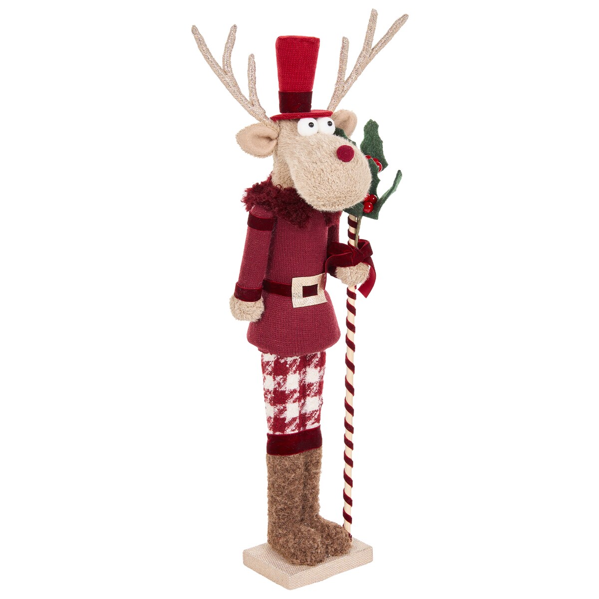 Zestaw 2 figurek dekoracyjnych MATALA 61/64 cm Niedźwiedź Renifer Czerwony