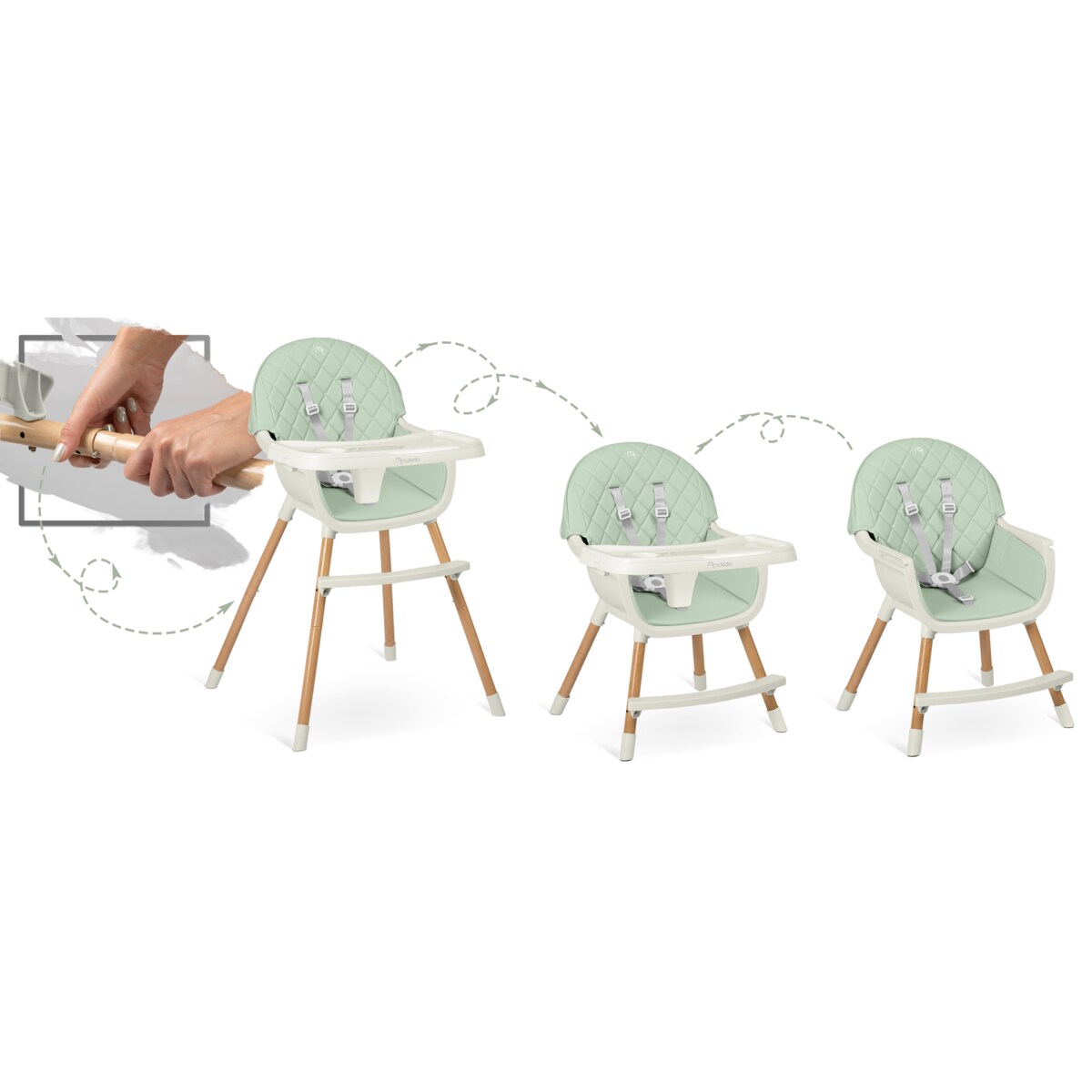 Krzesełko do karmienia dla dzieci fotelik 3w1 tacka Nukido