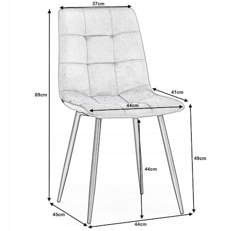 Krzesło tapicerowane pikowane welurowe do salonu jadalni PARMA szara