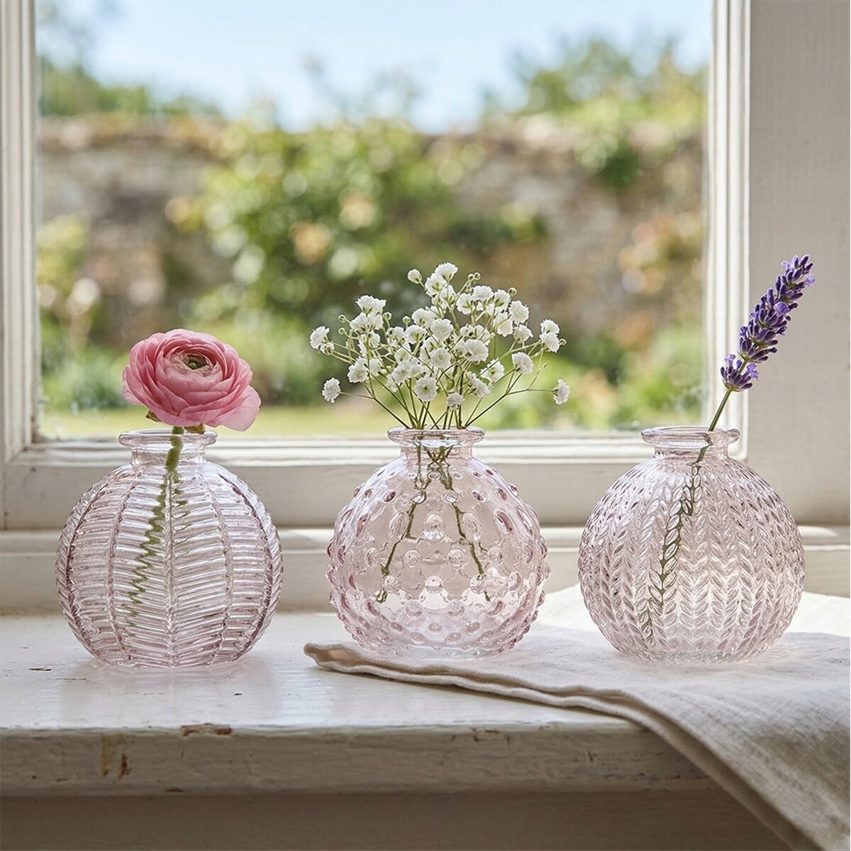 MAŁY WAZONIK WAZON SZKLANY 8cm 3 szt NA GAŁĄZKĘ KWIATY DO SALONU DOMU BOHO