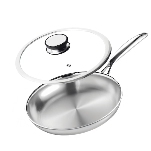 Profesjonalna patelnia stalowa Hikari 24 cm z pokrywką Na indukcje Na gaz Nierdzewna