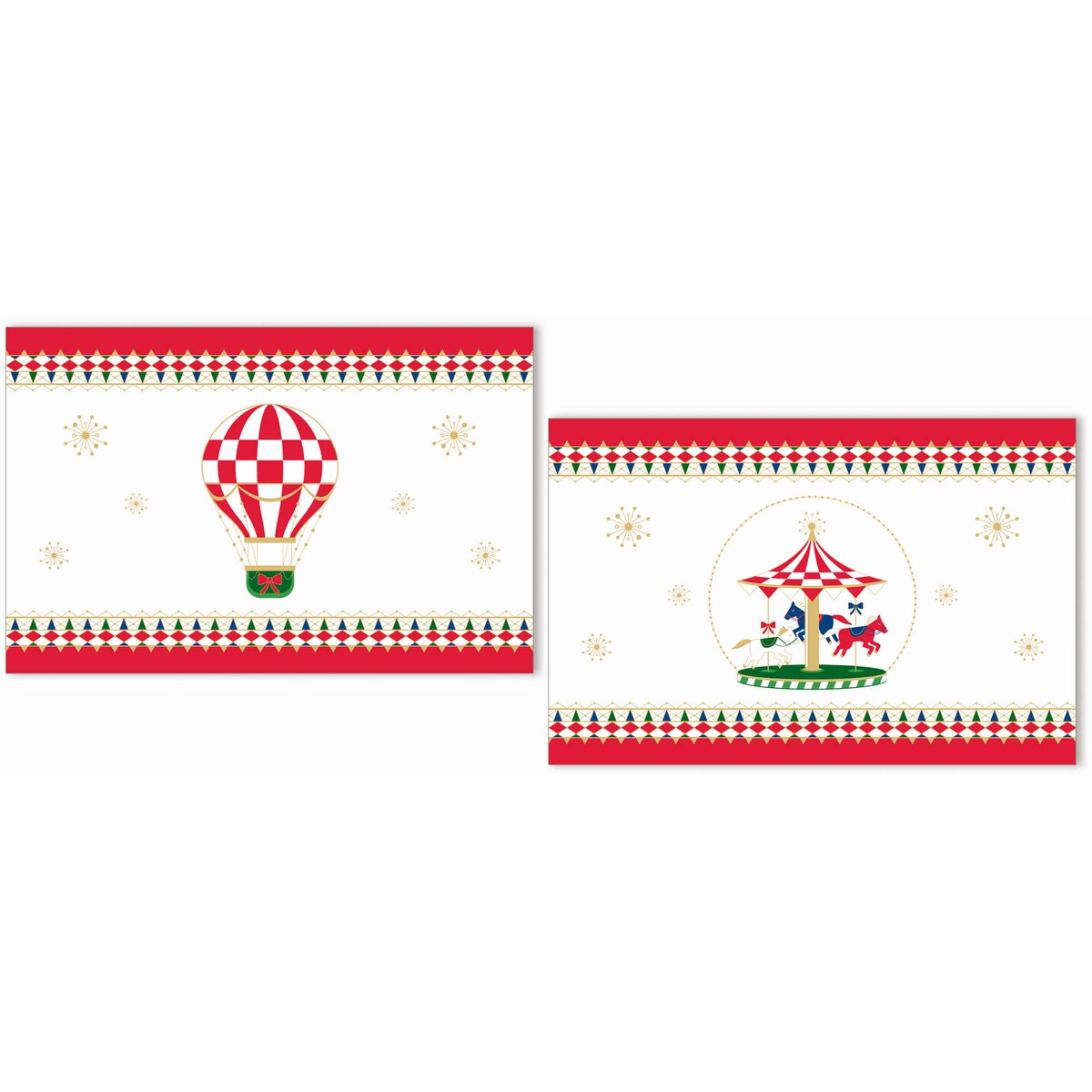 Zestaw 2 podkładek na stół Xmas Carousel - Biały, 45.5 x 30 cm