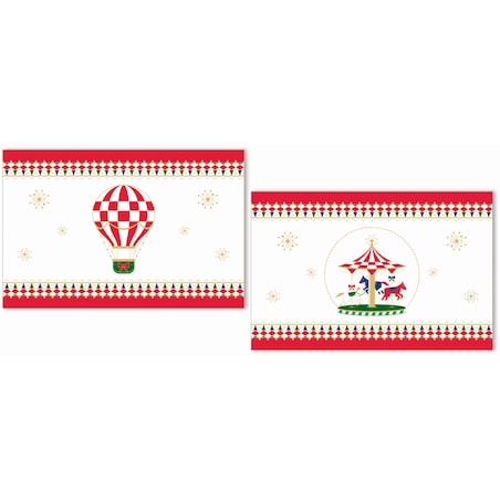 Zestaw 2 podkładek na stół Xmas Carousel - Biały, 45.5 x 30 cm