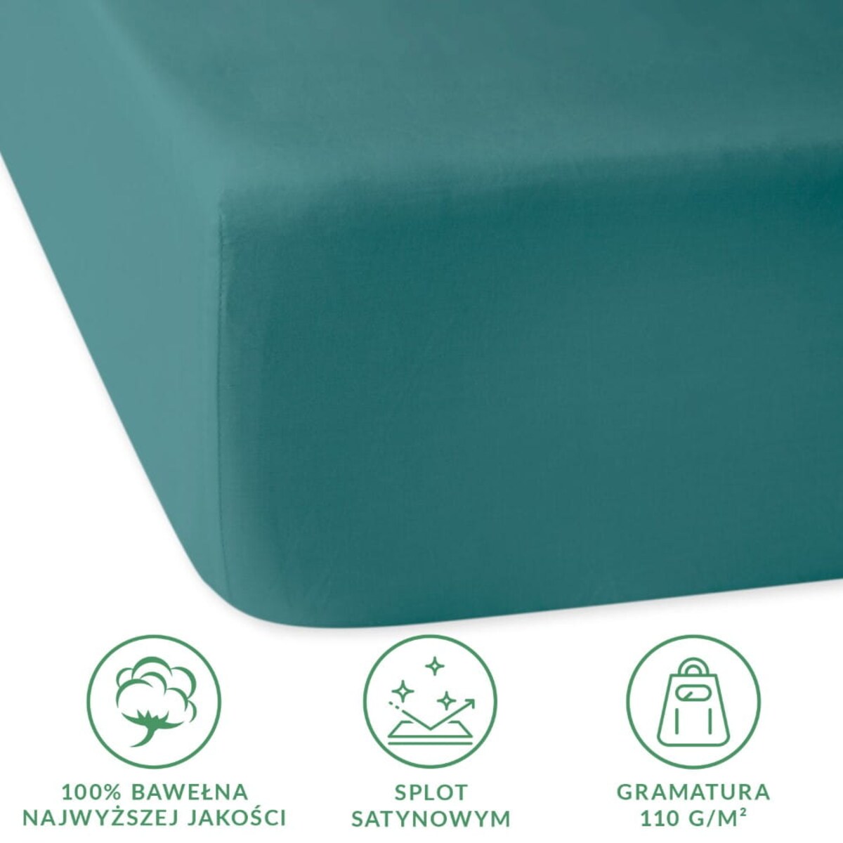 Prześcieradło satynowe z gumką 120x200 kolor Ciemny turkus