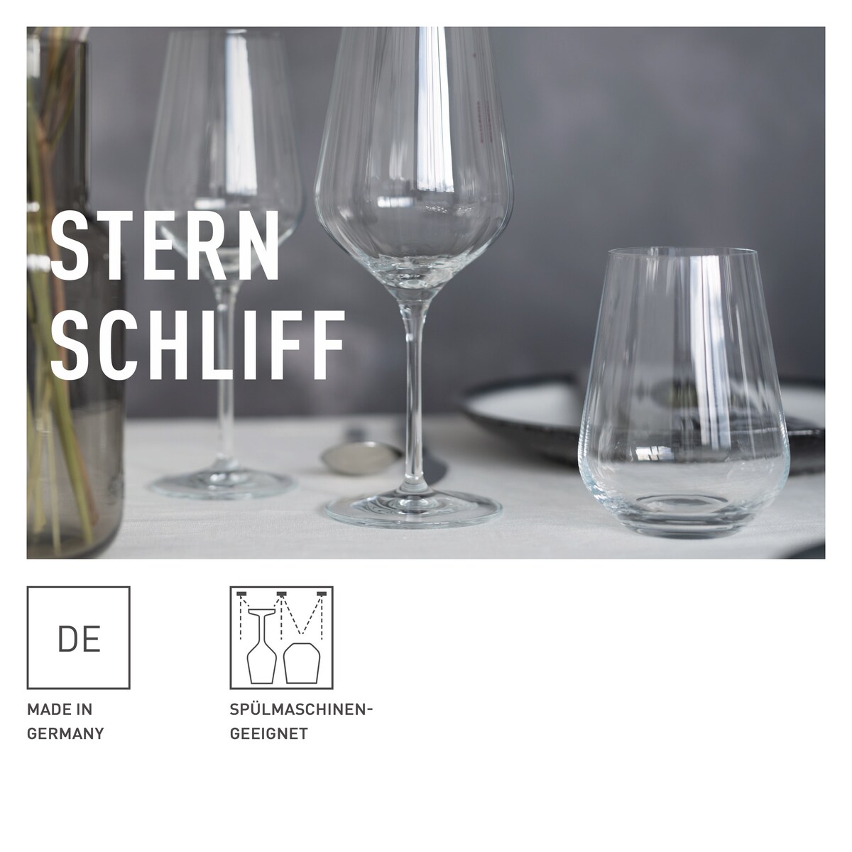 Ritzenhoff Zestaw 12 szt. Kryształowych Ryflowanych Kieliszków do Czerwonego Wina i wody Sternschliff