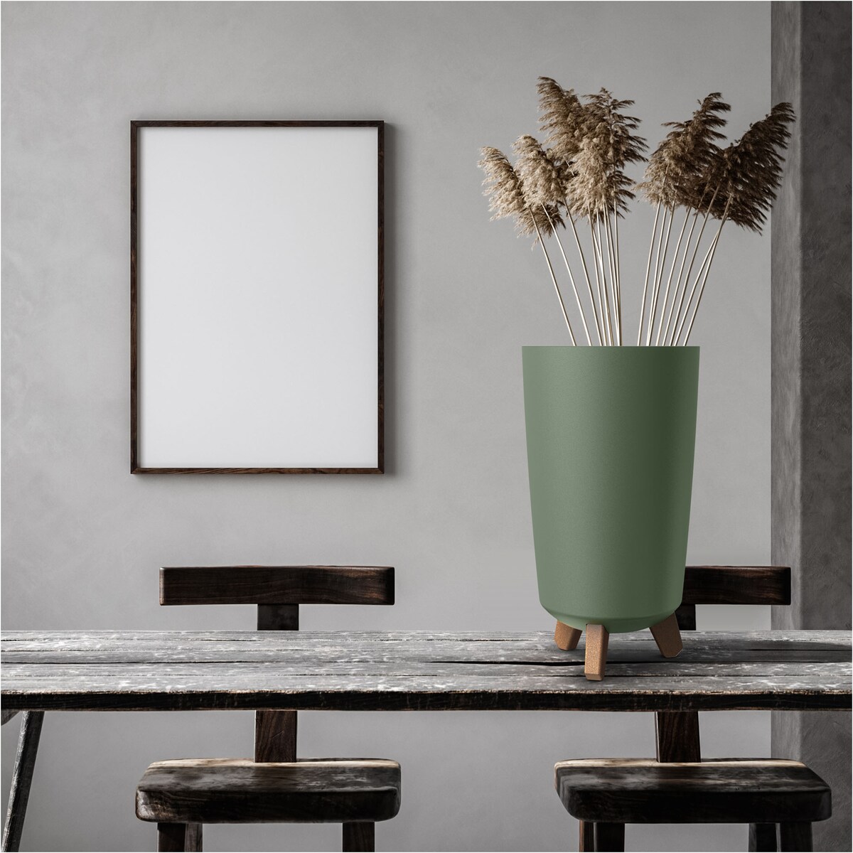 Donica Ogrodowa 23,9 Cm Na Nóżkach Wysoka Doniczka Dekoracyjna Zielona