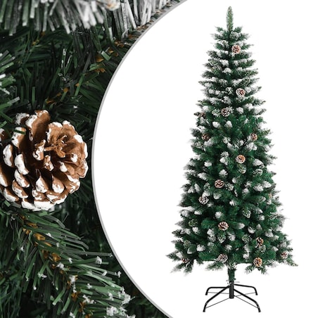vidaXL Sztuczna choinka ze stojakiem, zielona, 150 cm, PVC