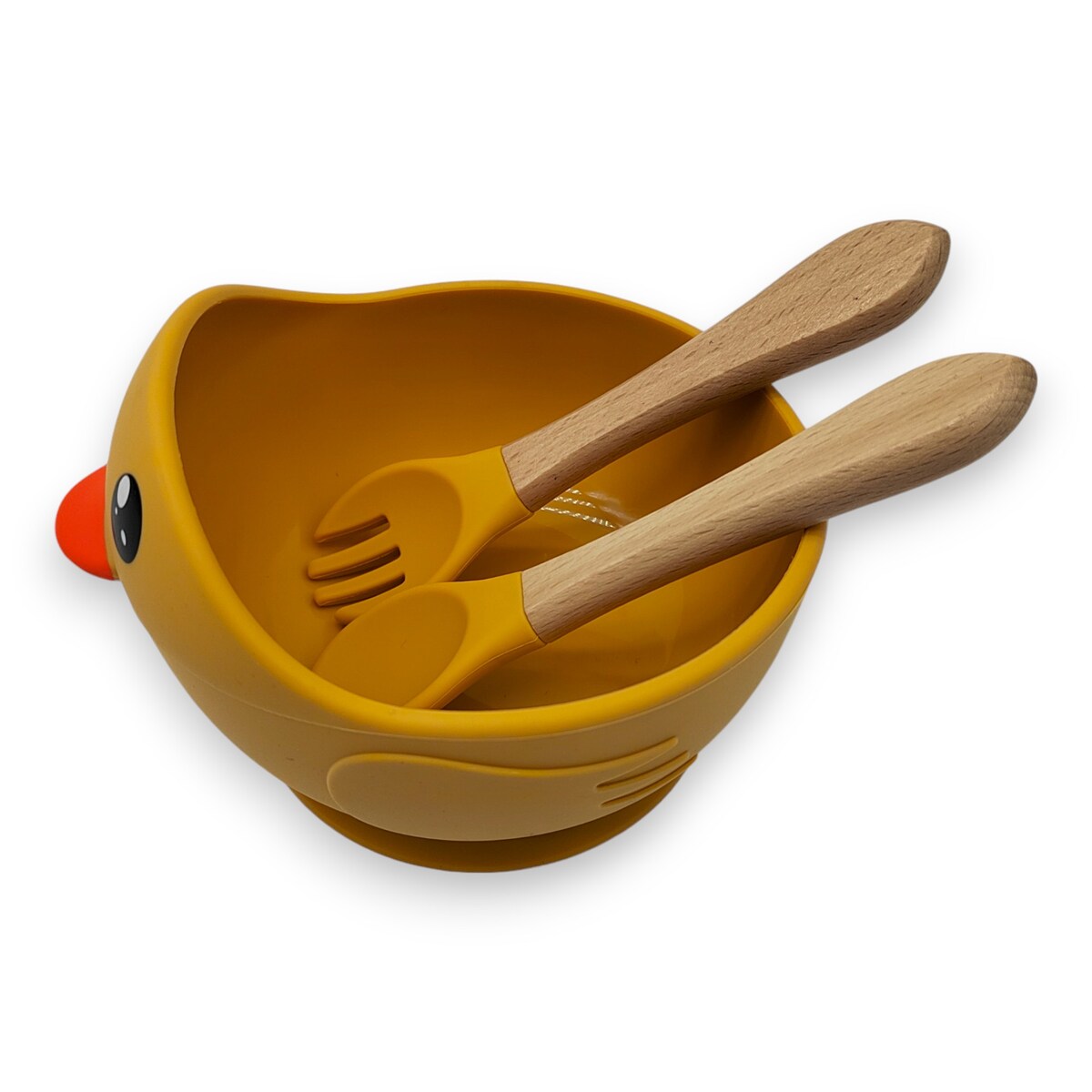 Miseczka z przyssawką silikonowa dla dziecka na przekąski łyżka widelec BLW