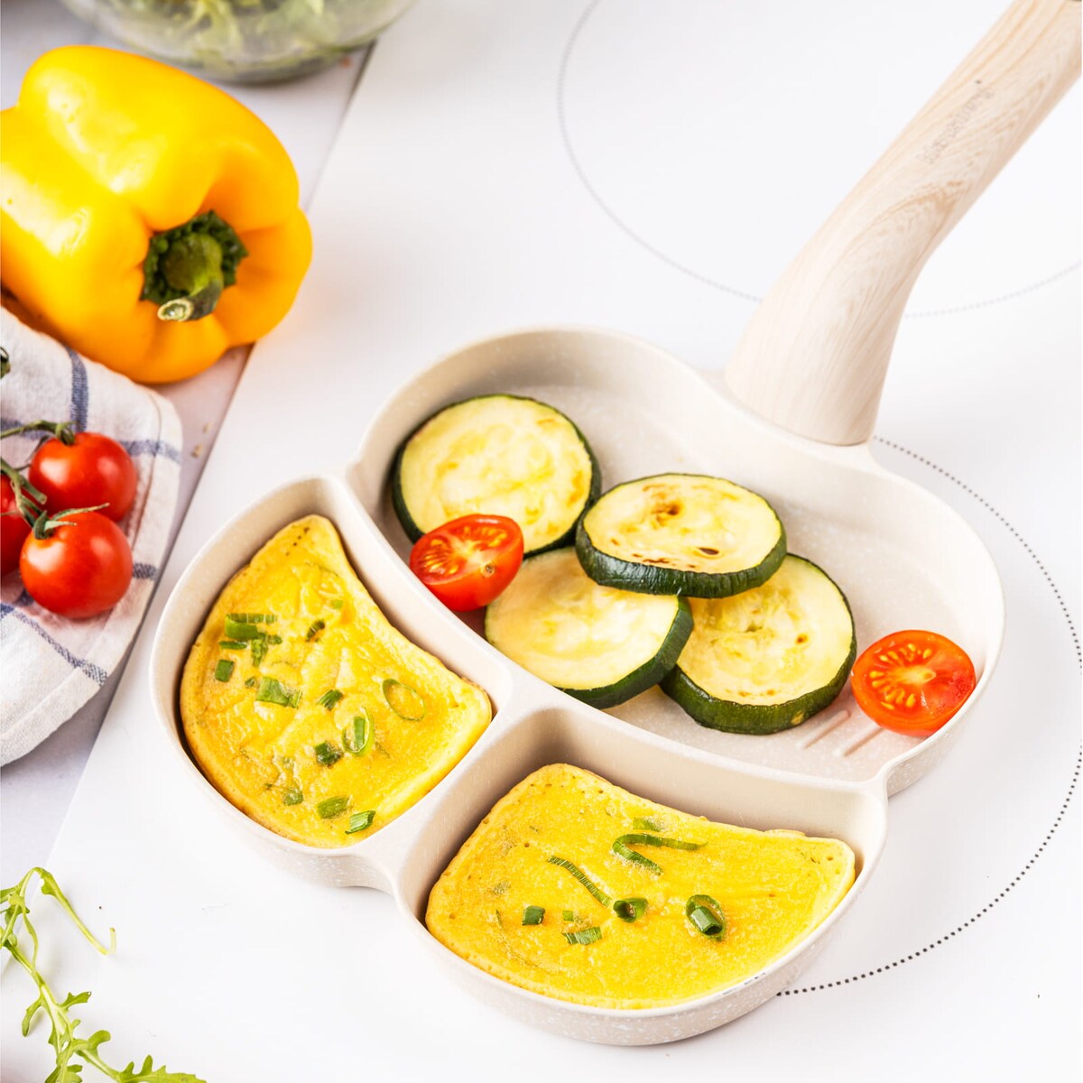 Patelnia marmurkowa 3 w 1 do jajek naleśników placków pancake 18cm BEŻOWA KLAUSBERG