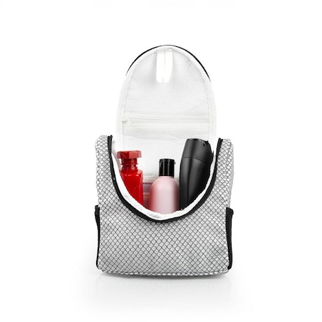 Kosmetyczka kuferek M 22x25 cm biało-czarna, wzór cebulki