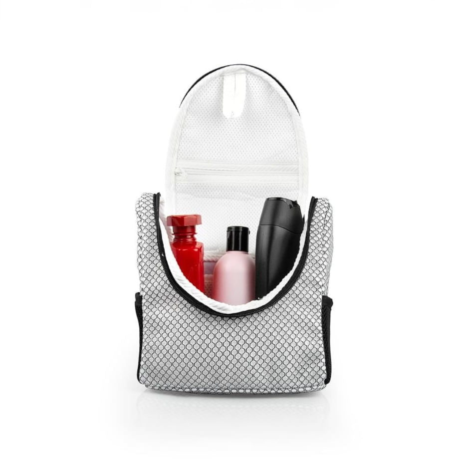 Kosmetyczka kuferek M 22x25 cm biało-czarna, wzór cebulki